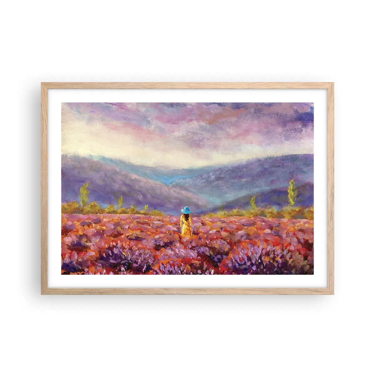 Poster in einem Rahmen aus heller Eiche - In einer Lavendelwelt - 70x50 cm