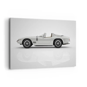 Bild auf Leinwand - Leinwandbild - Klassisches weißes Cabrio auf hellem Hintergrund - 120x80cm - Spaß versprochen - Moderne Wanddekoration für Wohnzimmer und Schlafzimmer ARTTOR