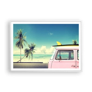 Poster in einem weißen Rahmen - Zeit um in die Ferien zu starten - 100x70 cm