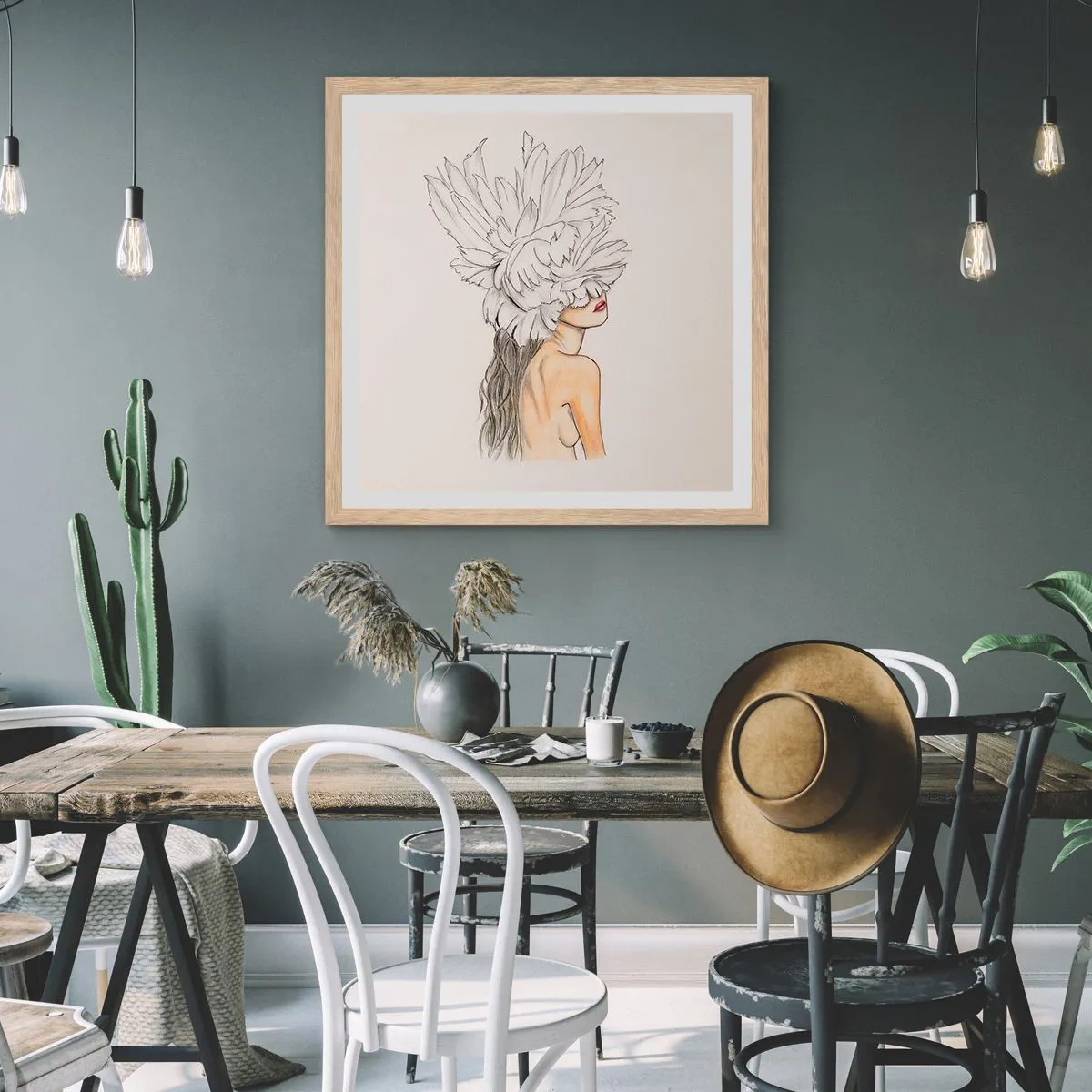 Poster in einem Rahmen aus heller Eiche - Gekrönte Schönheit - 40x40 cm