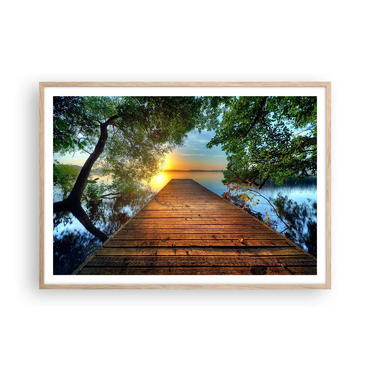 Poster in einem Rahmen aus heller Eiche - Nimm dir Zeit, setz dich hin - 100x70 cm