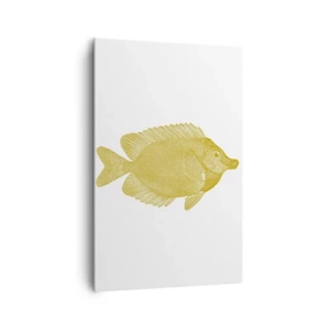 Bild auf Leinwand - Leinwandbild - Vintage Goldfisch auf hellem Hintergrund - 80x120cm - Fisch und das war’s - Moderne Wanddekoration für Wohnzimmer und Schlafzimmer ARTTOR