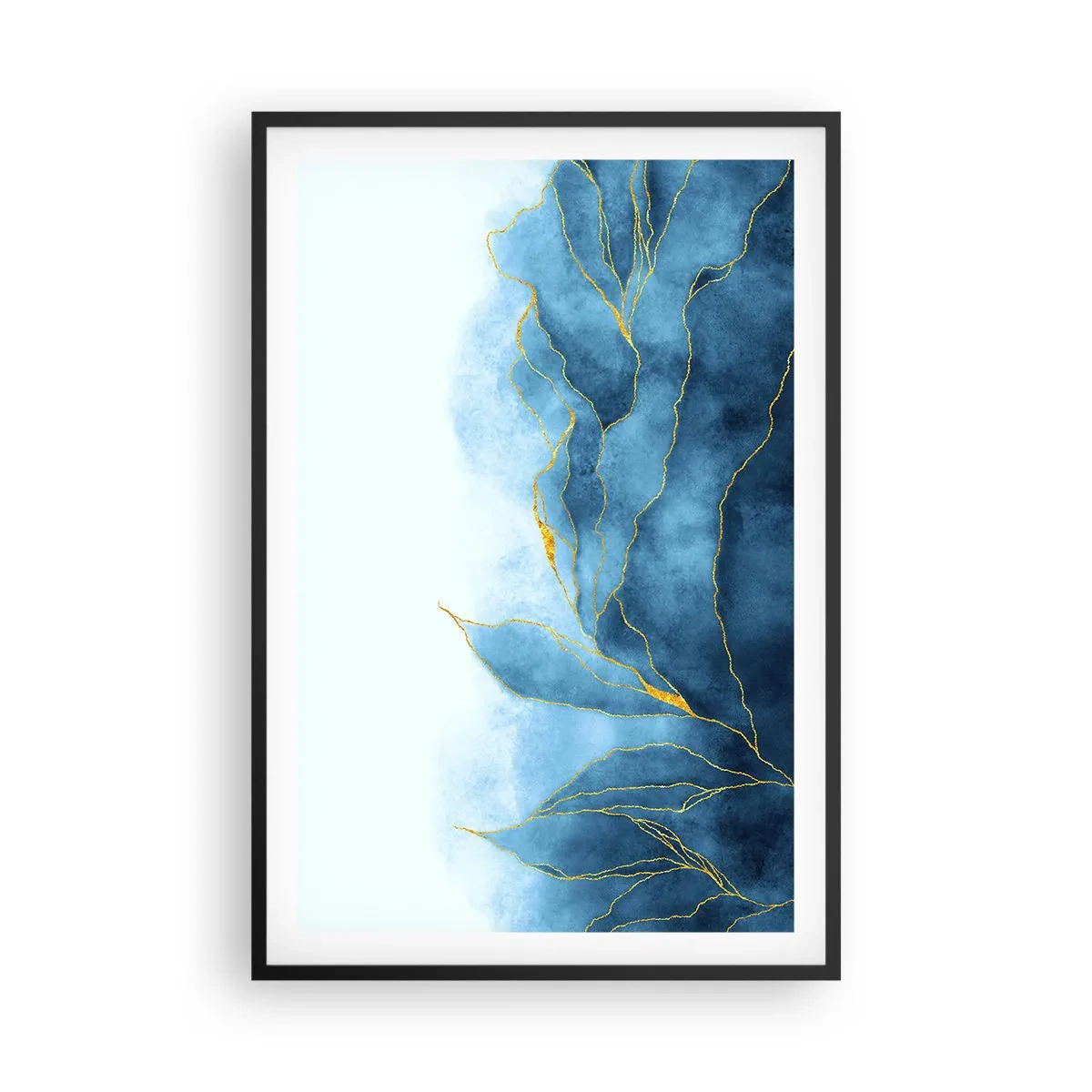 Poster in einem schwarzem Rahmen - Blau im Gold - 61x91 cm