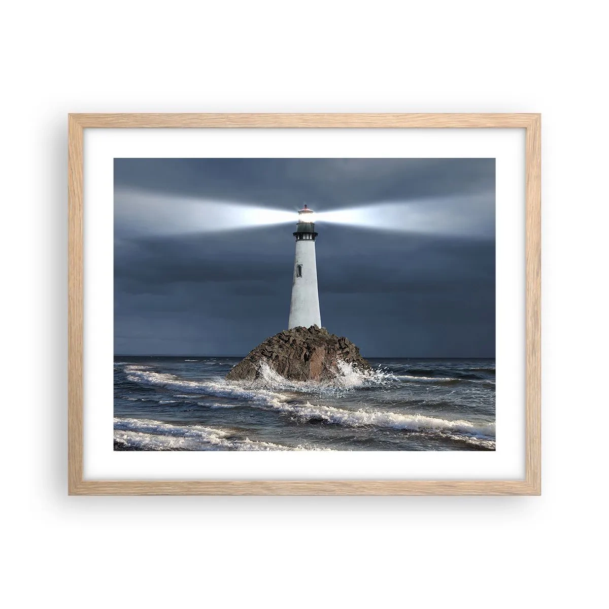 Poster in einem Rahmen aus heller Eiche - Hier... hier... hier! - 50x40 cm