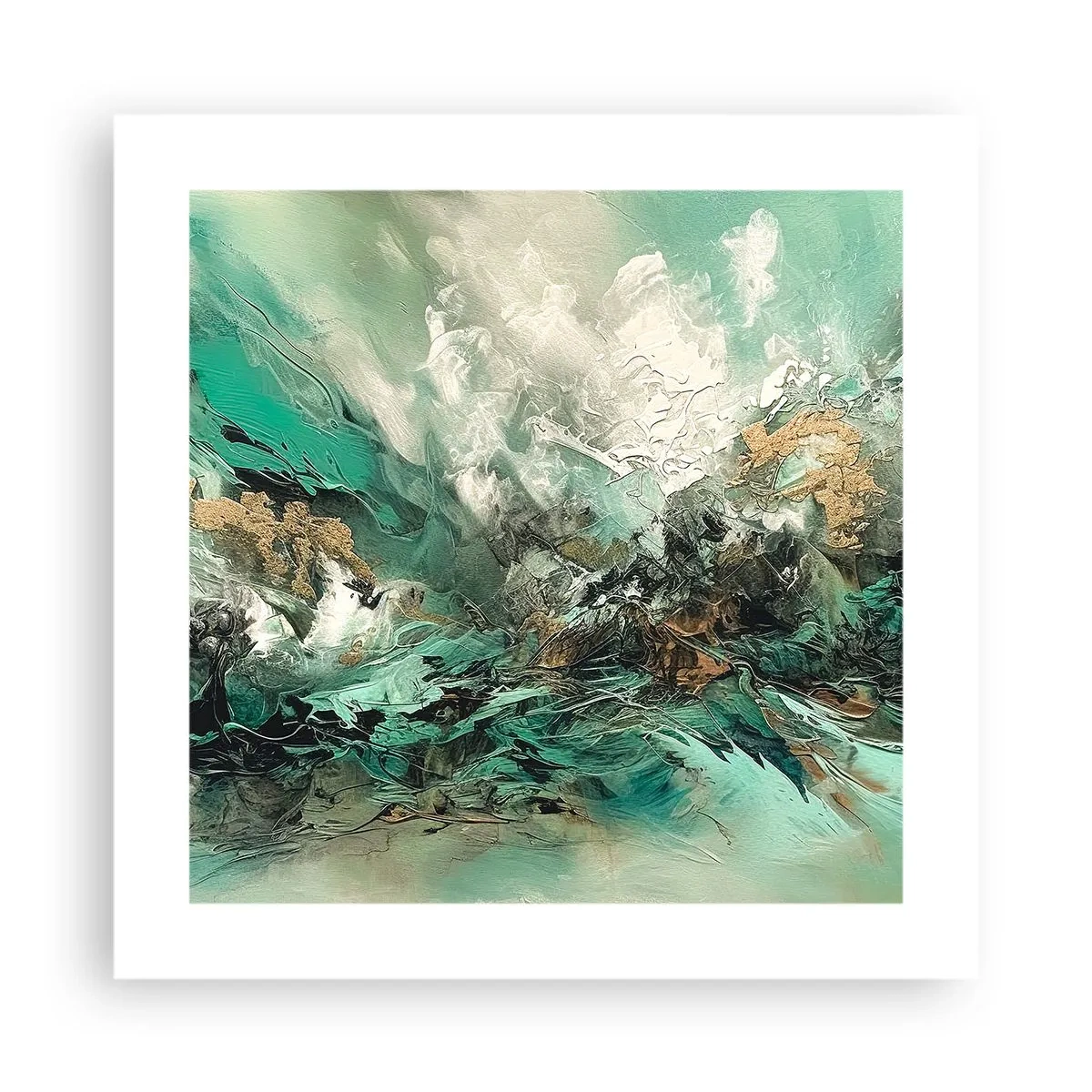 Poster - Smaragdgrüne und schwarze Brandung - 40x40 cm