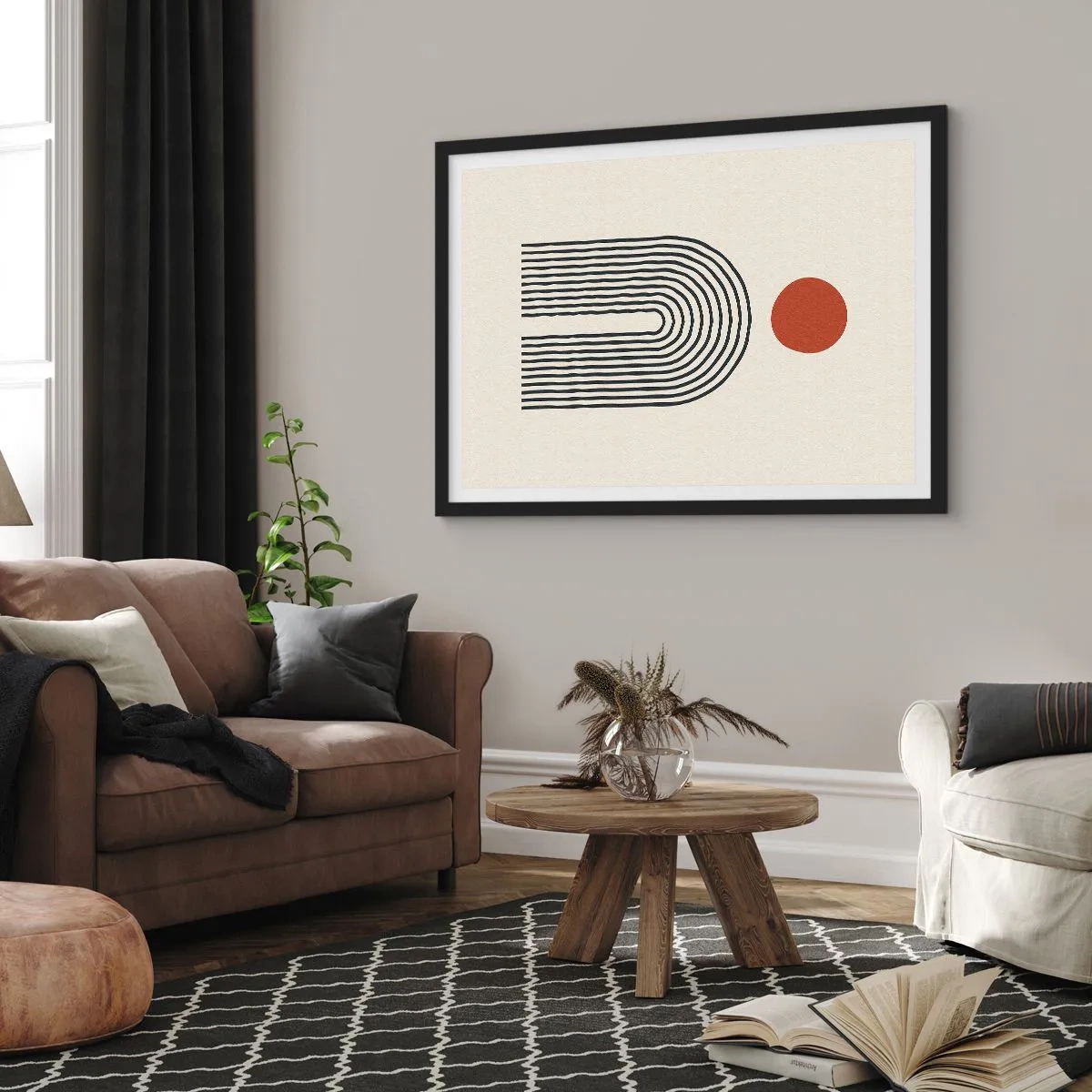 Poster in einem schwarzem Rahmen - Magnetismus von Formen und Farben - 91x61 cm