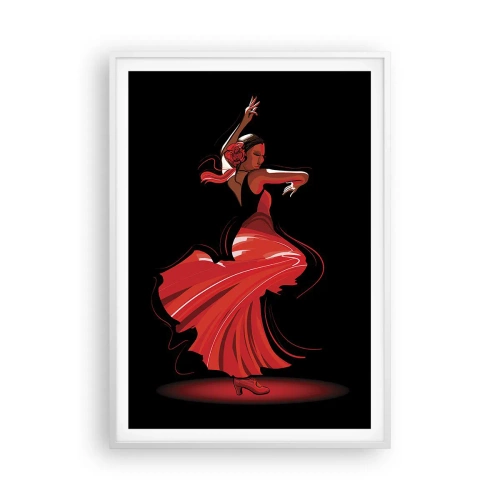 Poster in einem weißen Rahmen - Der feurige Geist des Flamenco - 70x100 cm