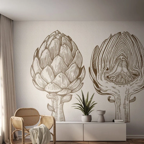 Selbstklebende Fototapete Deluxe Sticker - Anatomie-Lektion - Artischocke, Küche, Gemüse - 450x315 cm