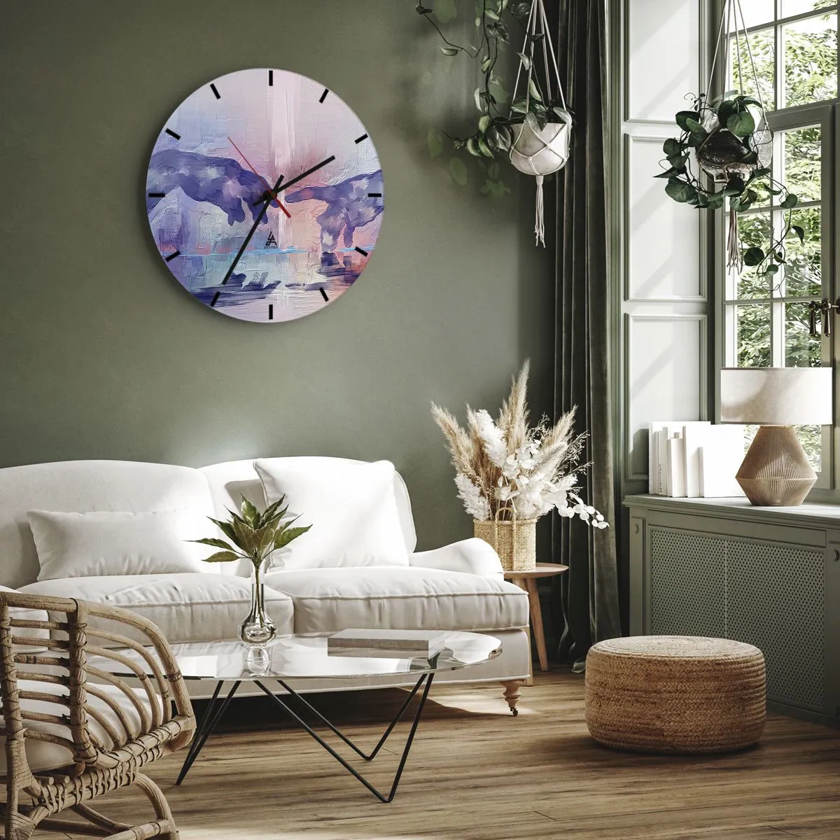 Wanduhr - Glasuhr - Göttlicher Funke des Lebens - 40x40 cm