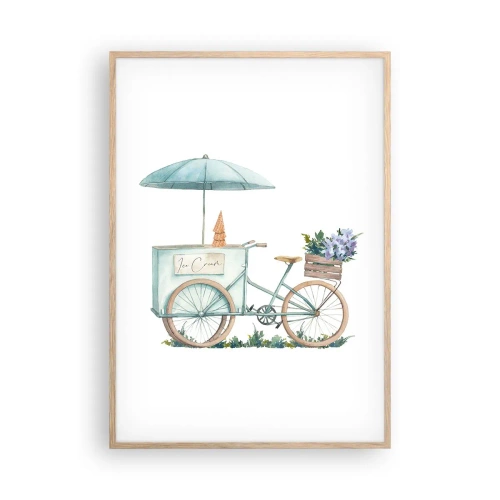 Poster in einem Rahmen aus heller Eiche - Süße Erinnerung an den Sommer - 70x100 cm