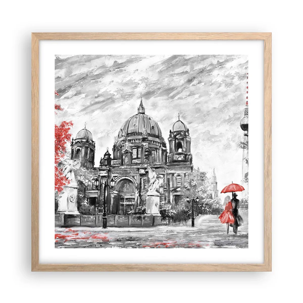 Poster in einem Rahmen aus heller Eiche - Berliner Treffen - 50x50 cm