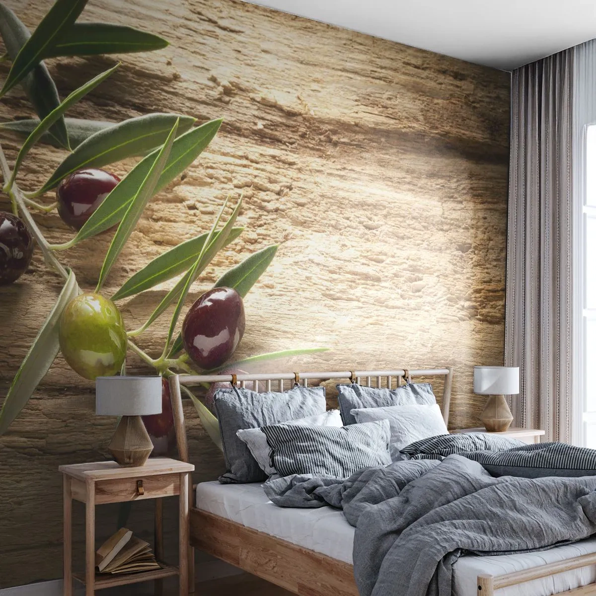 Fototapete Premium Canvas - Direkt aus der Natur - Ölzweig, Natur, Oliven - 400x280 cm