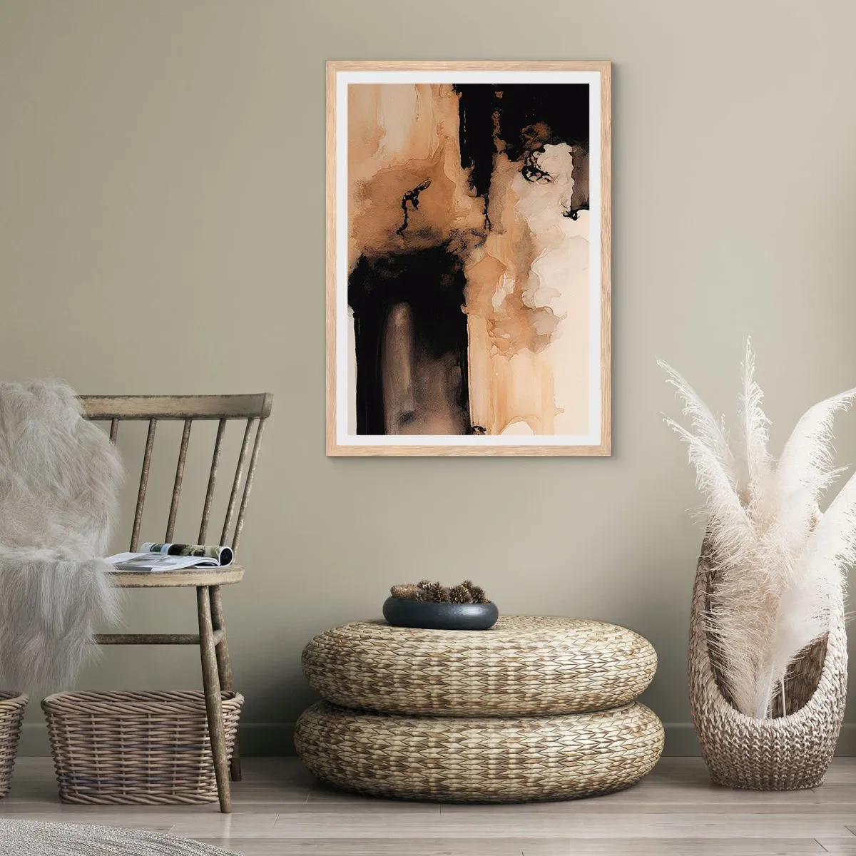 Poster in einem Rahmen aus heller Eiche - Faszinierende Abstraktion - 50x70 cm