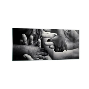 Glasbild - Bild auf glas - Schwarze und weiße Hände verschiedener Generationen - 120x50cm - Mensch sein - Moderne Wanddekoration für Wohnzimmer und Schlafzimmer ARTTOR