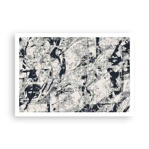 Poster - Abstrakte Komposition in Schwarzweiß mit dynamischem Layout - 100x70cm - Durchdringung der Gegensätze - Moderne Wanddekoration für Wohnzimmer und Schlafzimmer ARTTOR