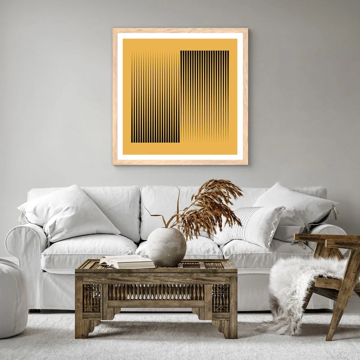 Poster in einem Rahmen aus heller Eiche - Quadratur der Gegensätze - 40x40 cm