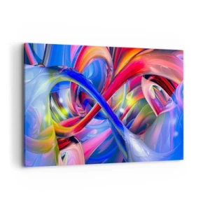 Bild auf Leinwand - Leinwandbild - Abstrakte, farbenfrohe geometrische Kompositionen in dynamischen Formen - 100x70cm - Ein Tanz der Farben - Moderne Wanddekoration für Wohnzimmer und Schlafzimmer ARTTOR