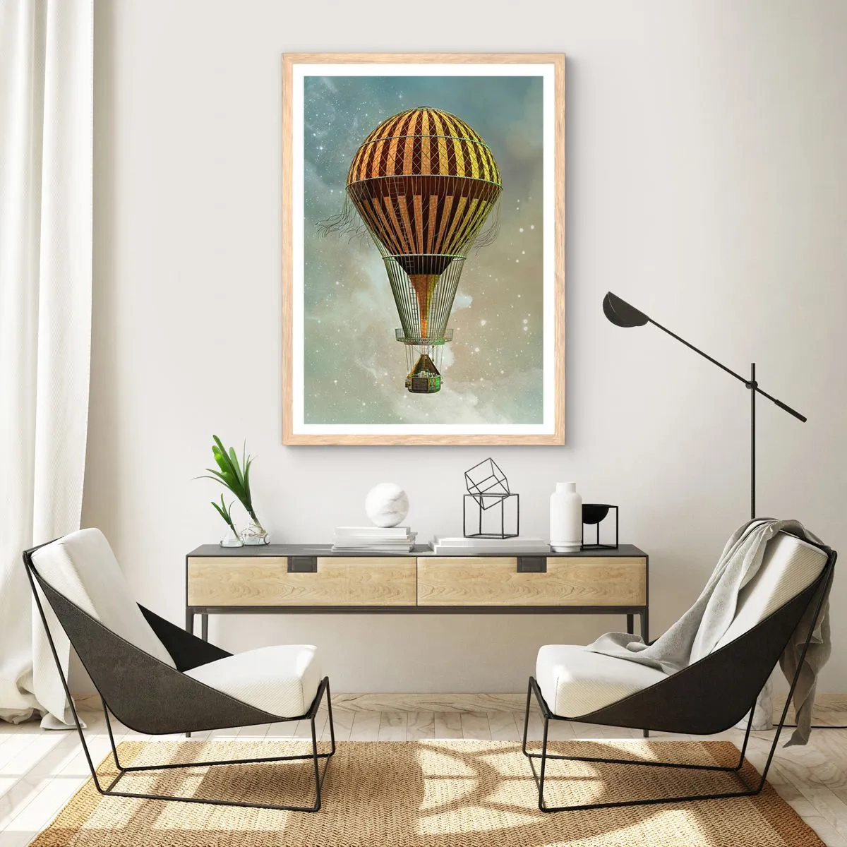 Poster in einem Rahmen aus heller Eiche - Pionierflüge - 40x50 cm