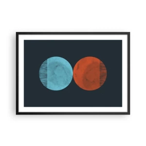 Poster in einem schwarzem Rahmen - Minimalistisches Zweirad-Design in Blau und Orange - 70x50cm - Nur Geometrie? - Moderne Wanddekoration für Wohnzimmer und Schlafzimmer ARTTOR