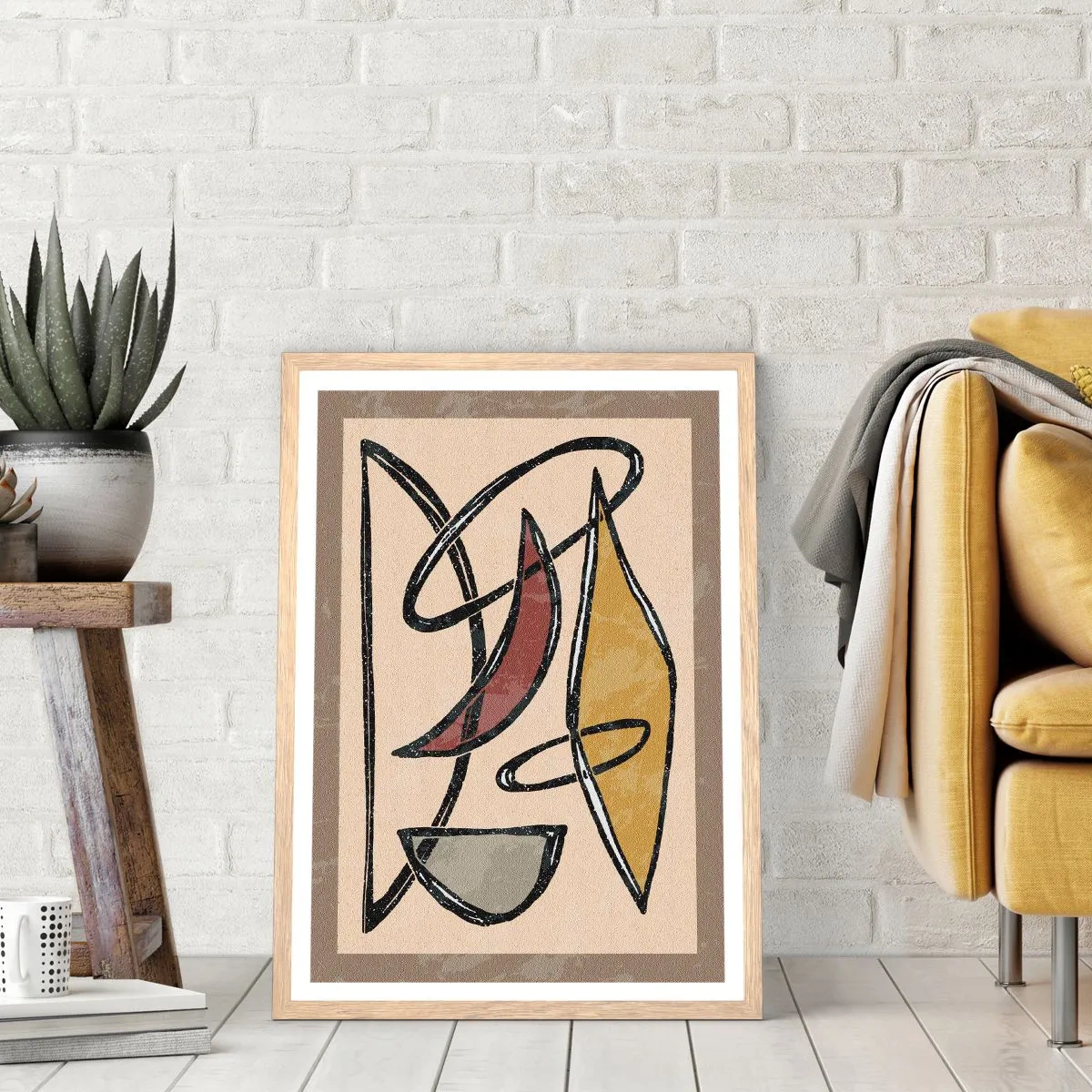 Poster in einem Rahmen aus heller Eiche - Komposition – Bögen und Ovale - 70x100 cm