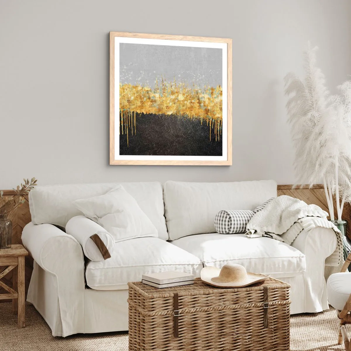 Poster in einem Rahmen aus heller Eiche - Nach innen und nach oben - 40x40 cm