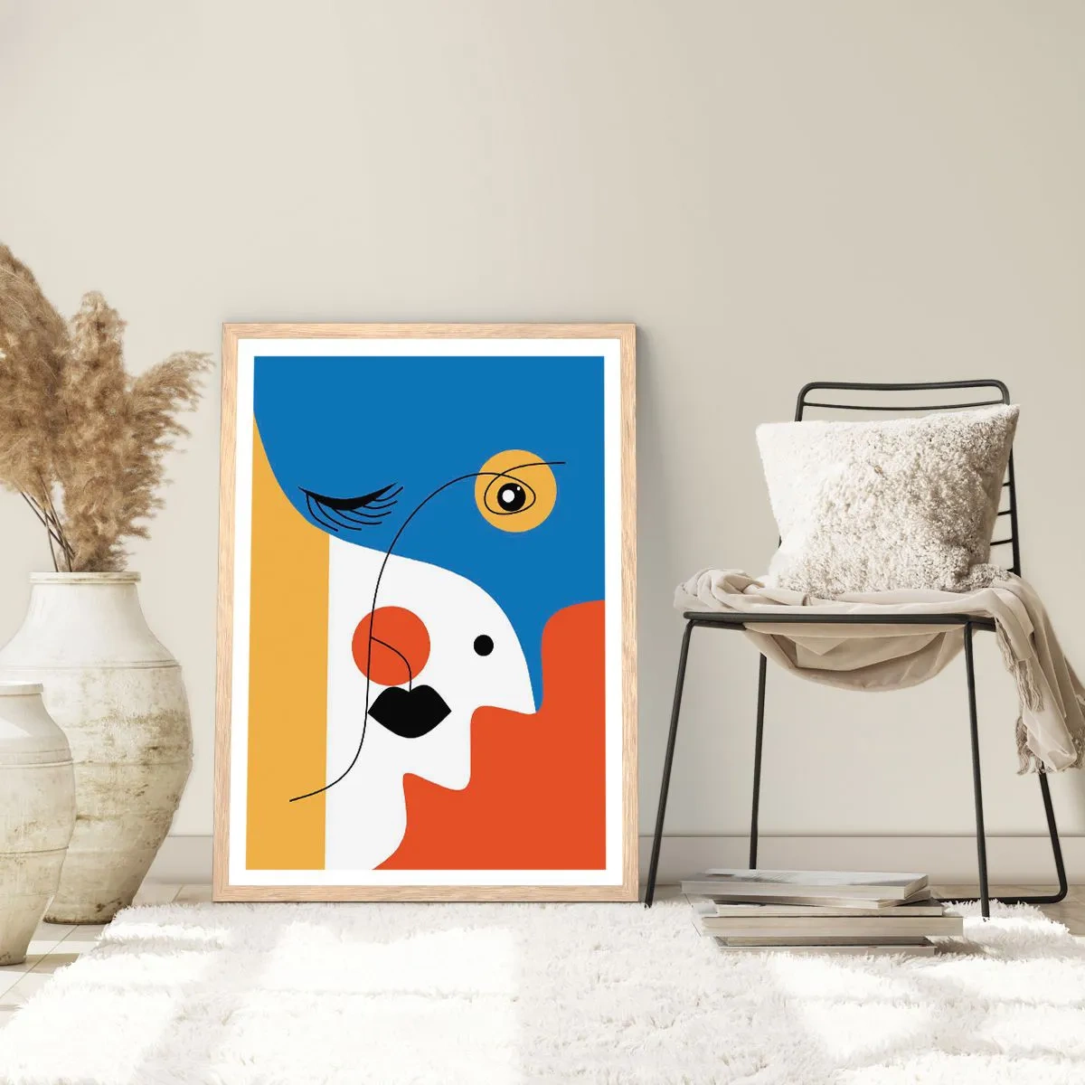 Poster in einem Rahmen aus heller Eiche - Dekonstruiertes Porträt - 30x40 cm