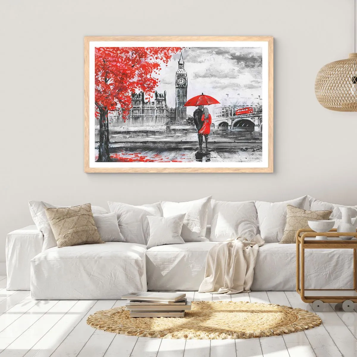 Poster in einem Rahmen aus heller Eiche - Verliebt in London - 100x70 cm