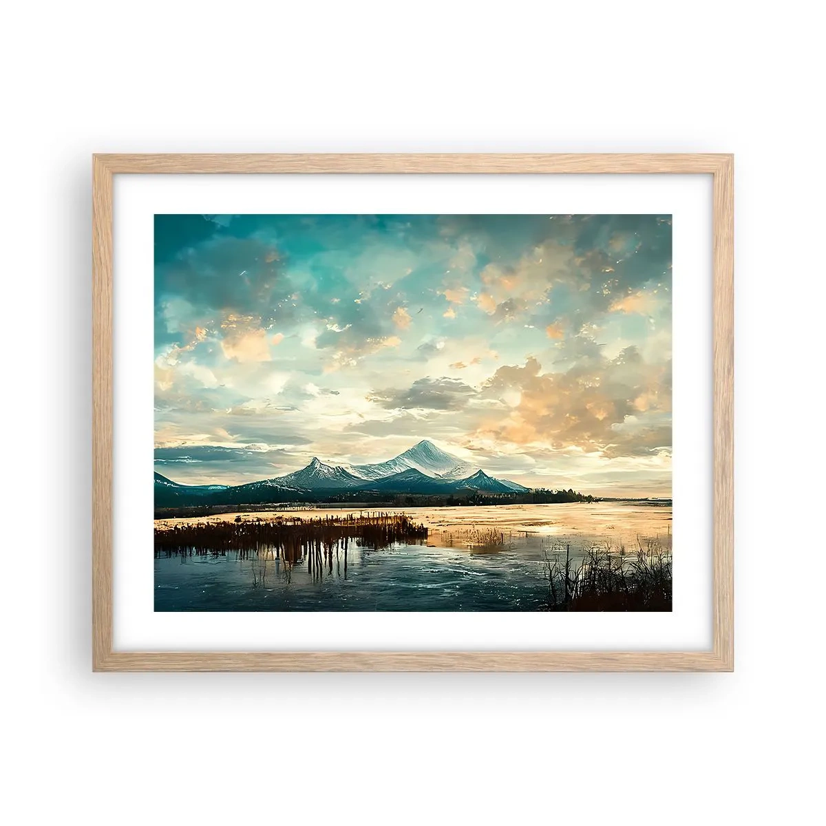 Poster in einem Rahmen aus heller Eiche - Unter dem Schutz des Himmels - 50x40 cm