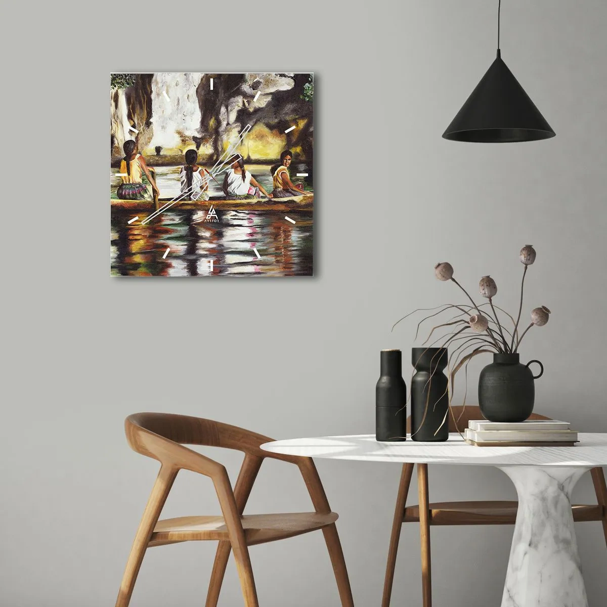 Wanduhr - Glasuhr - In einem polynesischen Paradies - 40x40 cm