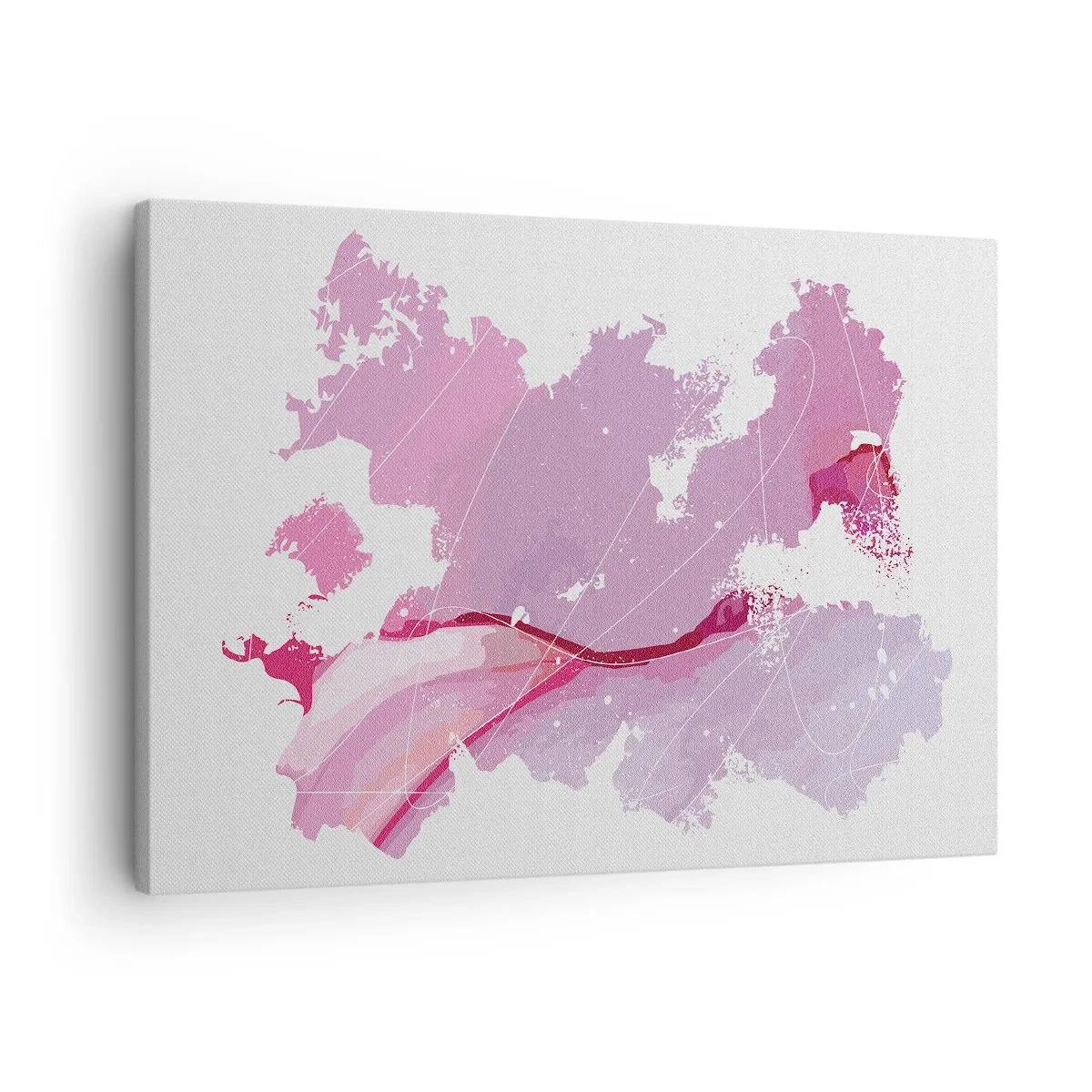 Bild auf Leinwand - Leinwandbild - Abstrakte Weltkarte in Rosatönen - 70x50cm - Karte der Rosawelt - Moderne Wanddekoration für Wohnzimmer und Schlafzimmer ARTTOR