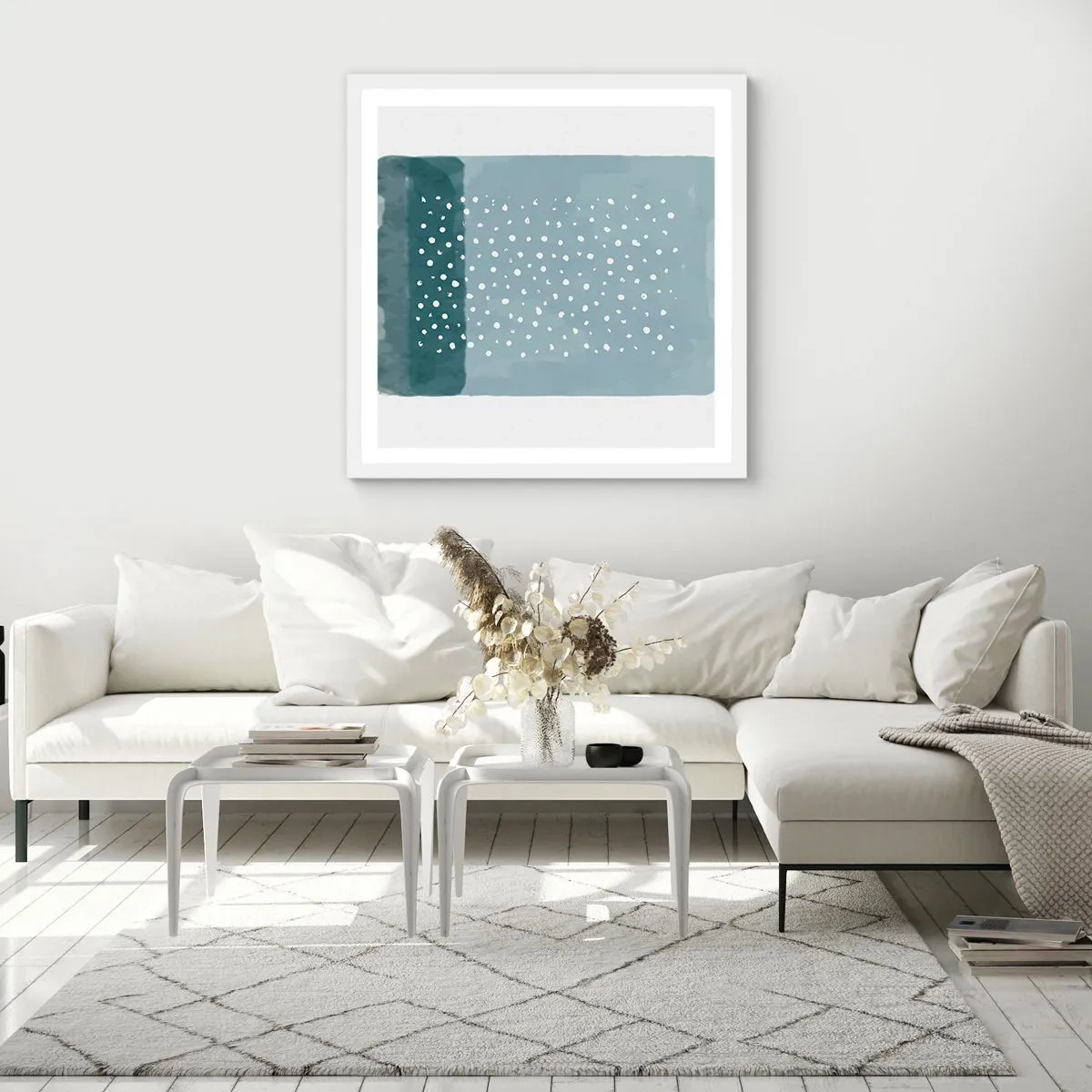 Poster in einem weißen Rahmen - Auf Blau gewachsen - 30x30 cm