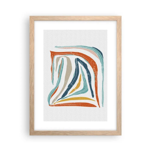 Poster in einem Rahmen aus heller Eiche - Abstraktion mit einem freundlichen Lächeln - 30x40 cm