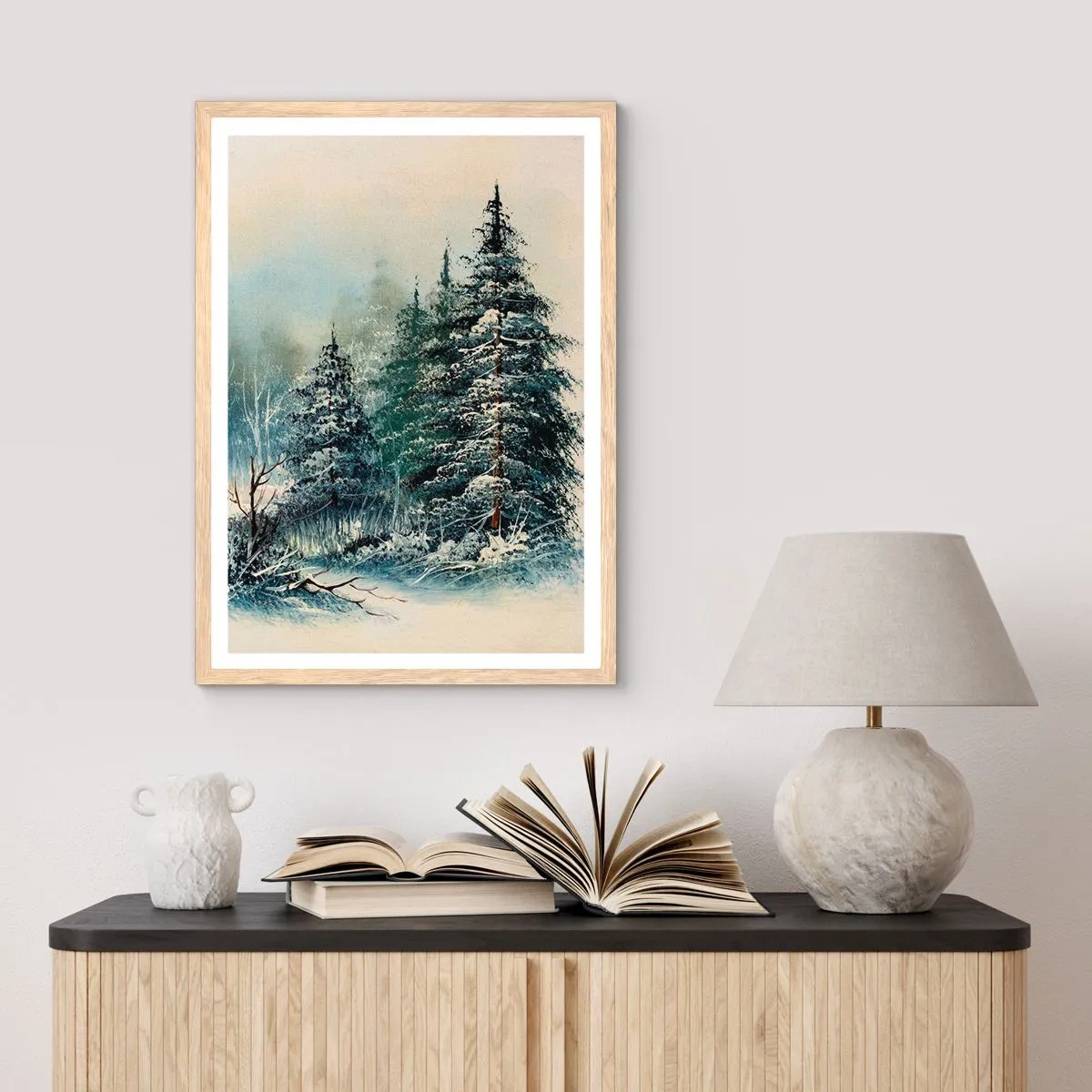 Poster in einem Rahmen aus heller Eiche - Bereit für Weihnachten - 30x40 cm