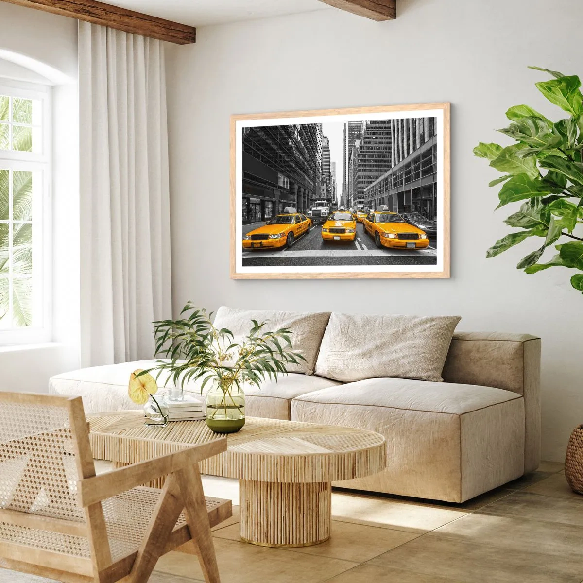 Poster in einem Rahmen aus heller Eiche - Wir färben die Stadt - 50x40 cm