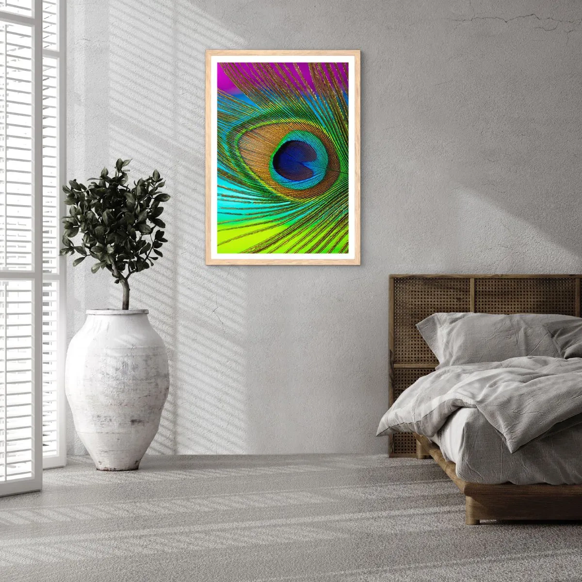 Poster in einem Rahmen aus heller Eiche - Auge in Auge - 70x100 cm