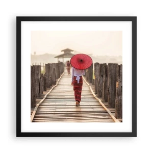 Poster in einem schwarzem Rahmen - Auf der alten Brücke - 40x40 cm