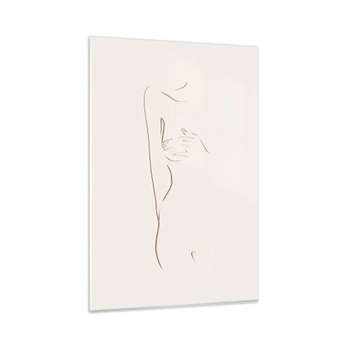 Glasbild - Bild auf glas - Eine subtile Strichzeichnung einer Silhouette vor einem hellen Hintergrund - 80x120cm - Die Form des Verlangens - Moderne Wanddekoration für Wohnzimmer und Schlafzimmer ARTTOR