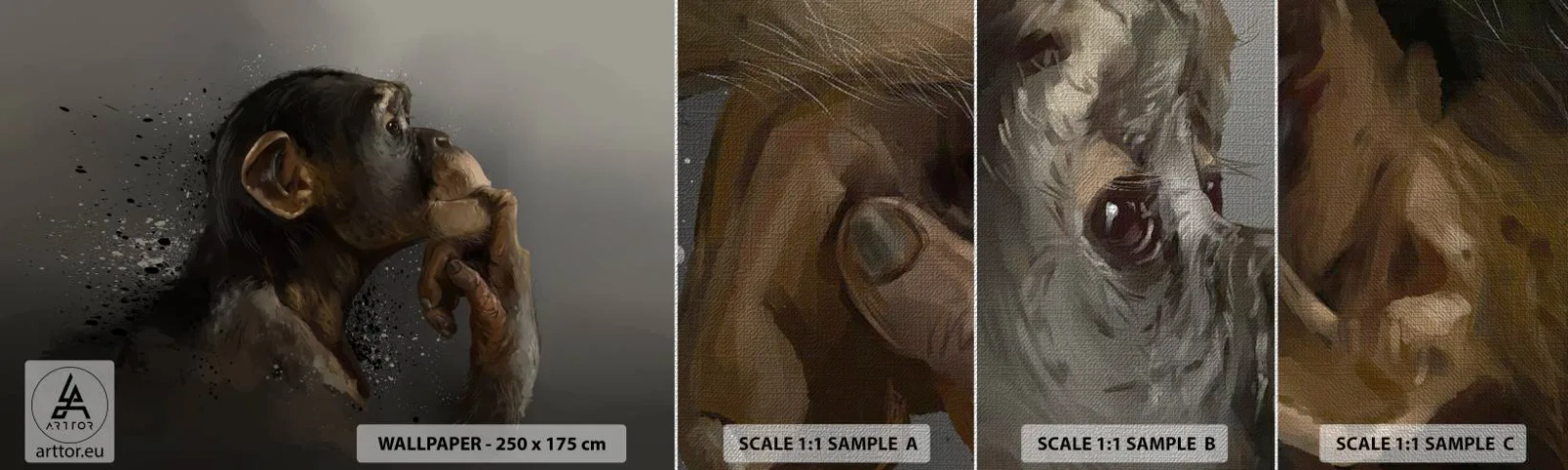 Fototapeten Muster Premium Canvas - Sicherlich ein Denker - Tiere, Affe, Stück - 100x30 cm