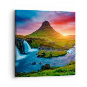 Bild auf Leinwand - Leinwandbild - Island - Feuer und Wasser - 30x30 cm