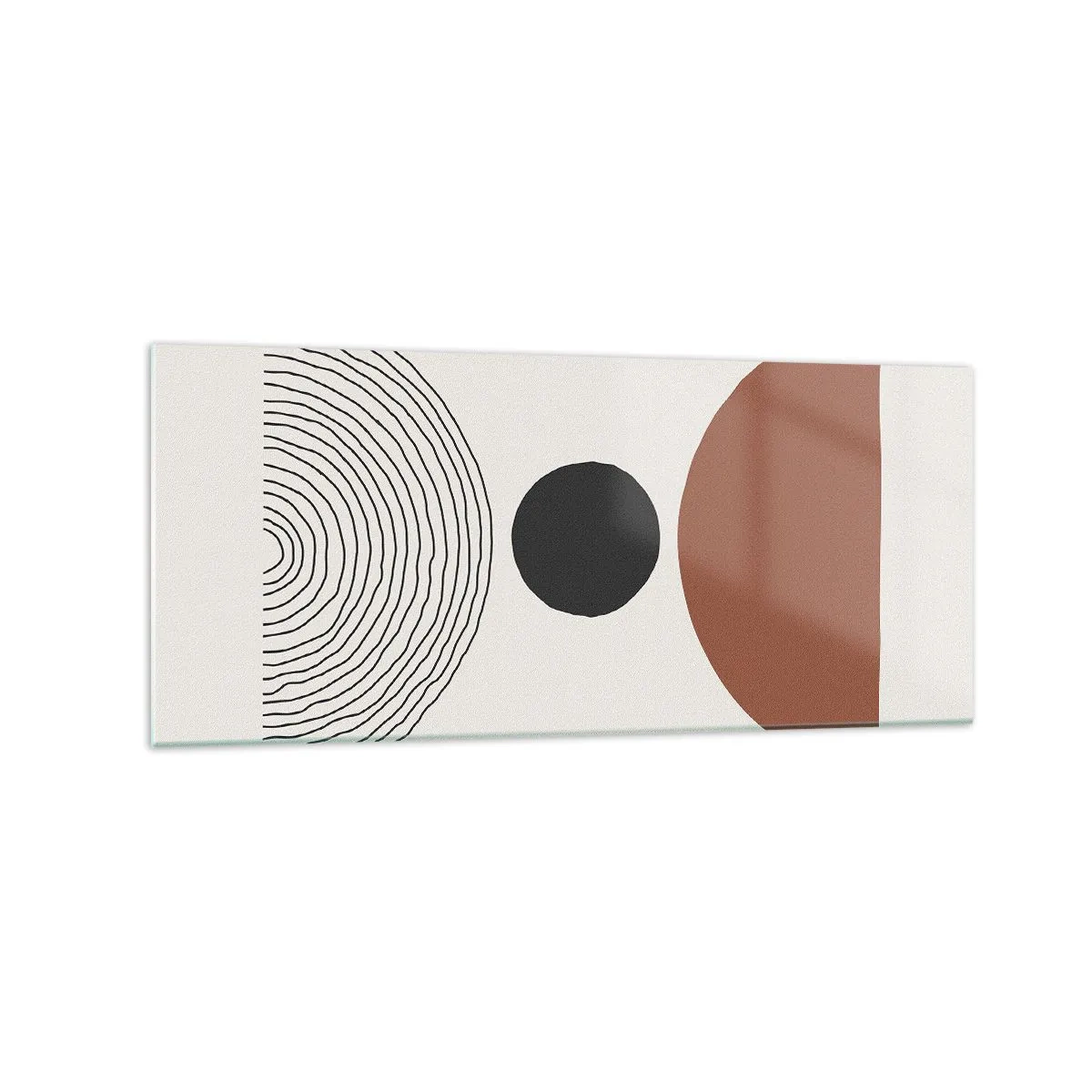 Glasbild - Bild auf glas - Abstrakte geometrische Figuren in warmen Farben - 120x50cm - Das Zentrum der Aufmerksamkeit - Moderne Wanddekoration für Wohnzimmer und Schlafzimmer ARTTOR