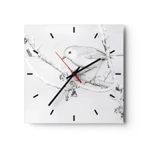 Wanduhr - Glasuhr - Wintermorgen - 40x40 cm