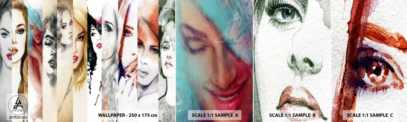 Fototapetenmuster Standard Eco - Und es ist immer DU - Frau, Das Gesicht einer Frau, Porträt - 100x30 cm