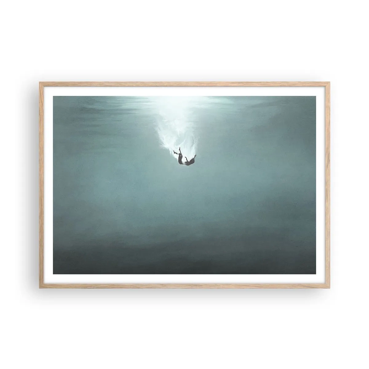 Poster in einem Rahmen aus heller Eiche - In den Armen des Ozeans - 100x70 cm