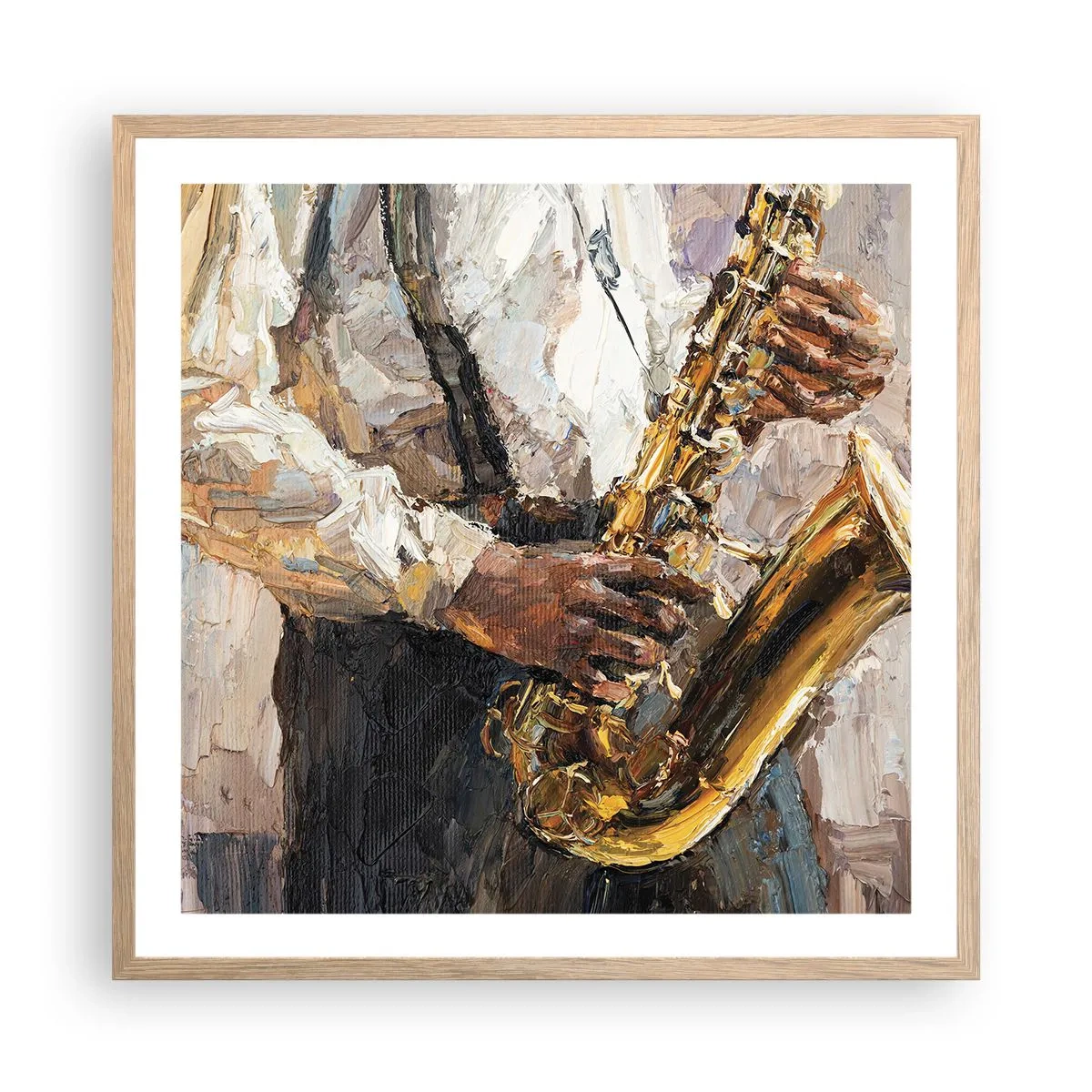 Poster in einem Rahmen aus heller Eiche - Zeit fürs Solo - 60x60 cm