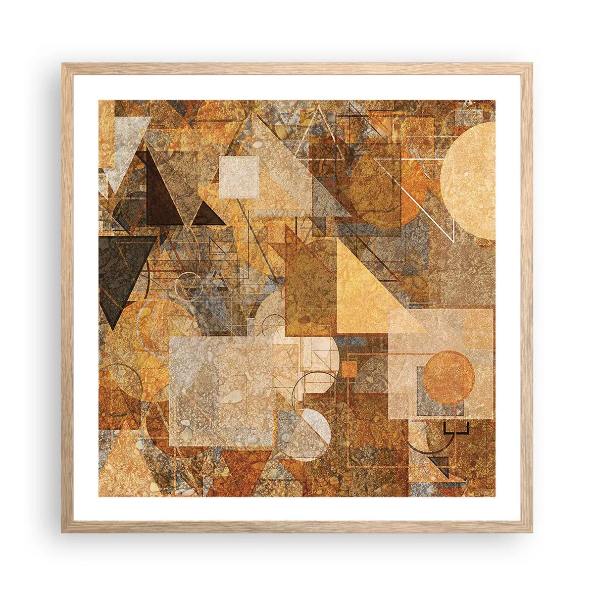 Poster in einem Rahmen aus heller Eiche - Eine kubistische Studie aus Bronze - 60x60 cm