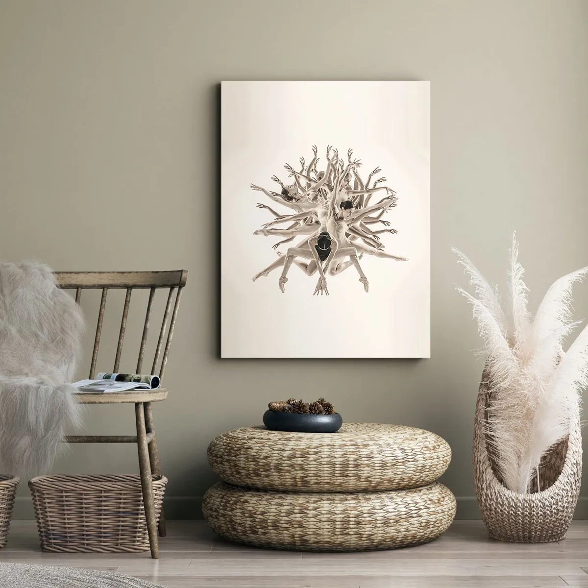 Bild auf Leinwand - Leinwandbild - Abstrakte Komposition von Tänzern in Bewegung - 70x100cm - Aufblühen im Tanz - Moderne Wanddekoration für Wohnzimmer und Schlafzimmer ARTTOR