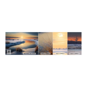Fototapeten Muster Selbstklebend Deluxe Sticker - Wintersonnenuntergang - Winter, Fluss, Landschaft - 100x30 cm