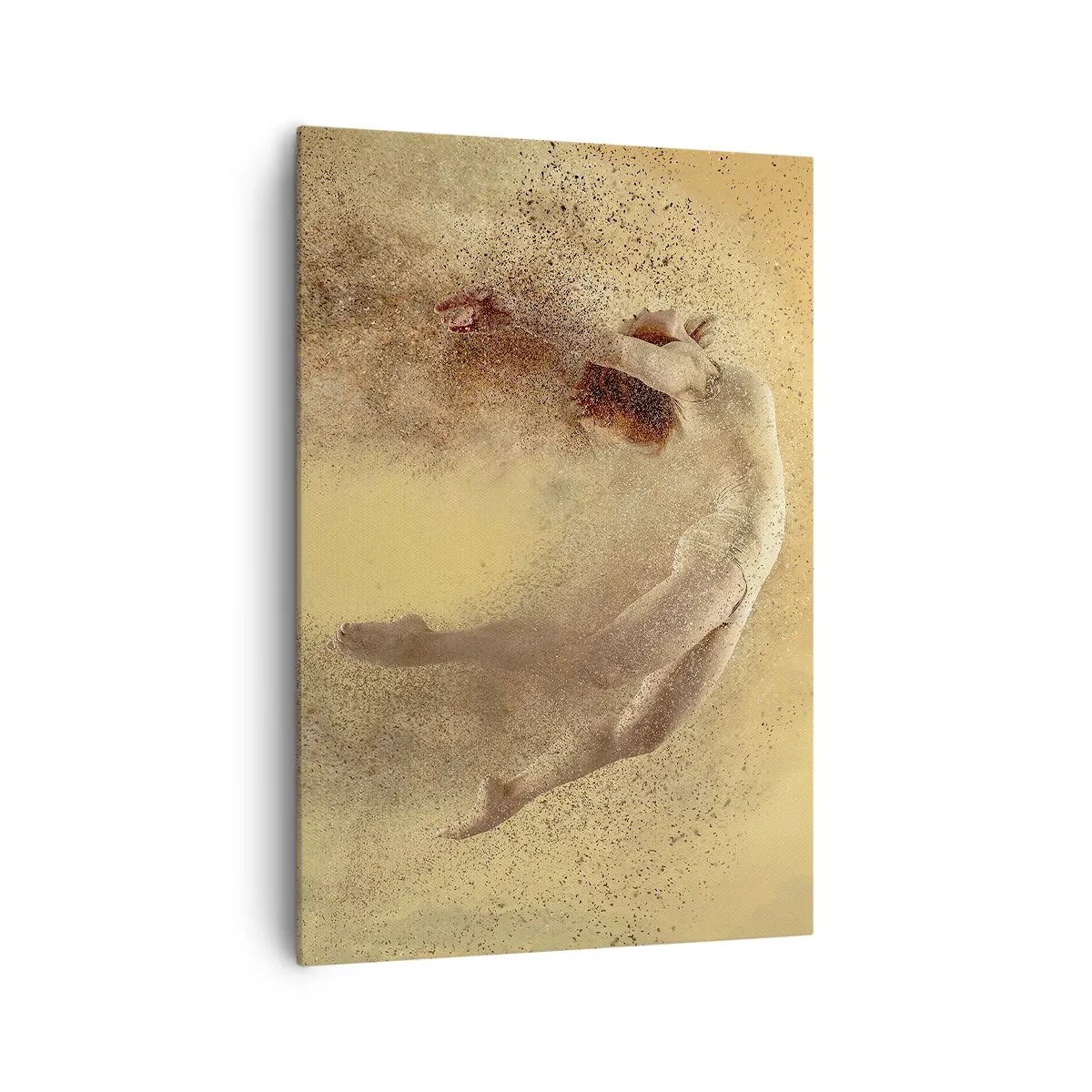 Bild auf Leinwand - Leinwandbild - Eine Figur in dynamischer Bewegung mit zerfallendem Effekt - 70x100cm - In tanzender Ekstase - Moderne Wanddekoration für Wohnzimmer und Schlafzimmer ARTTOR