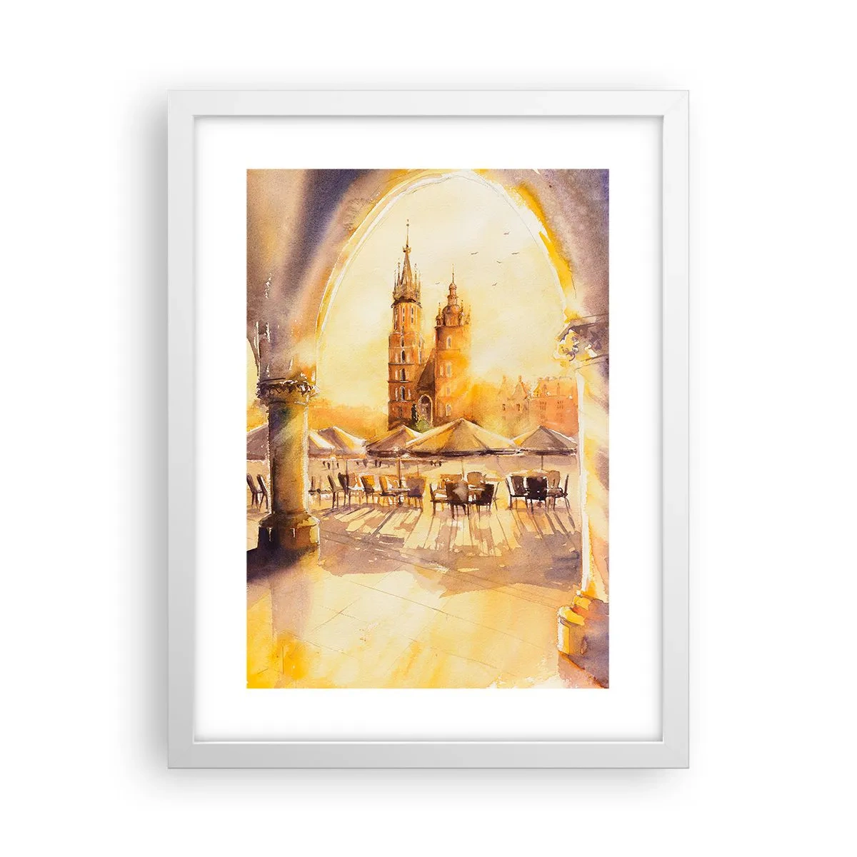 Poster in einem weißen Rahmen - Östlich über dem Krakauer Marktplatz - 30x40 cm