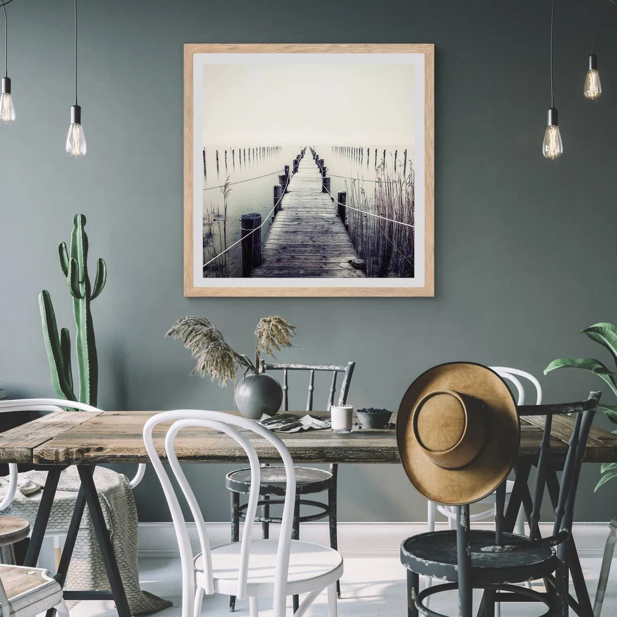 Poster in einem Rahmen aus heller Eiche - Tauchen Sie in Ruhe ein - 60x60 cm